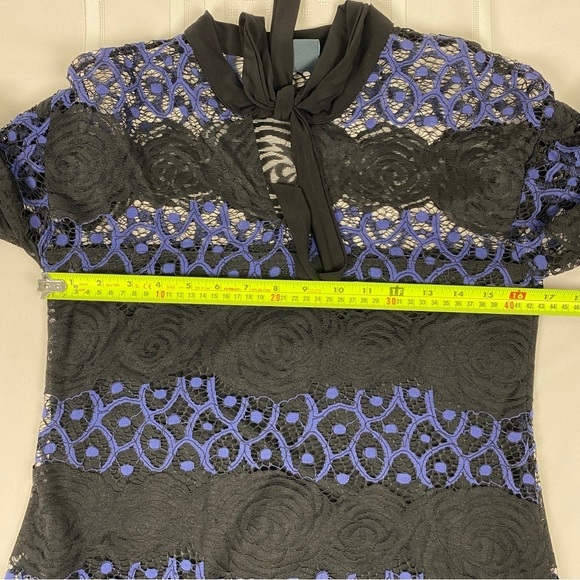 Gabby Skye Dress Size 4 Lace A-Line Long Sleeve‎ Lined Purple/Black Pullover - Picture 9 of 15